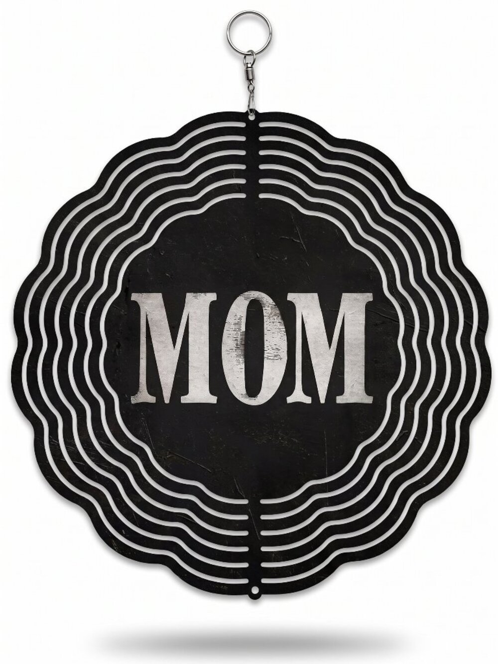 10" Bold MOM Tribute Kinetic Wind Spinner - Black Metal Hanging Yard Decor